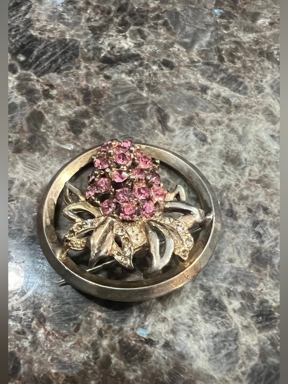 Vintage Pink Crystal Flower Brooch - Women's Jewelry